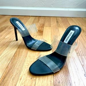 Steve Madden black/clear heels